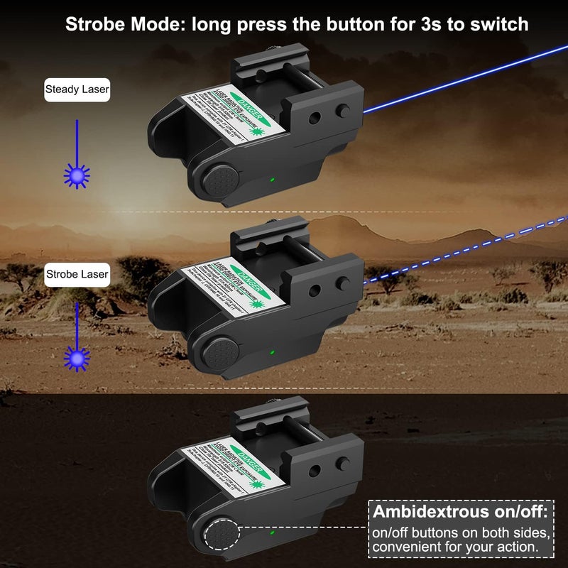 LIGHTWIN Red/Green/Blue Laser Sight, Aluminum Ultra Low Profile Compact Picatinny Mount Laser Dot Sight, Strobe Mode Available, Magnetic USB Rechargeable Beams for Taurus G2c G2s G3 G3c - Image 3